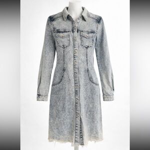 Acid Washed Light Blue Denim Dress